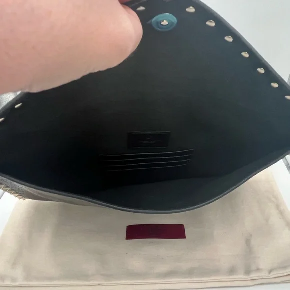 Valentino Garavani - Black Rockstud Envelope Flap Clutch w/ Gold Studs - EUC - Picture 5 of 6